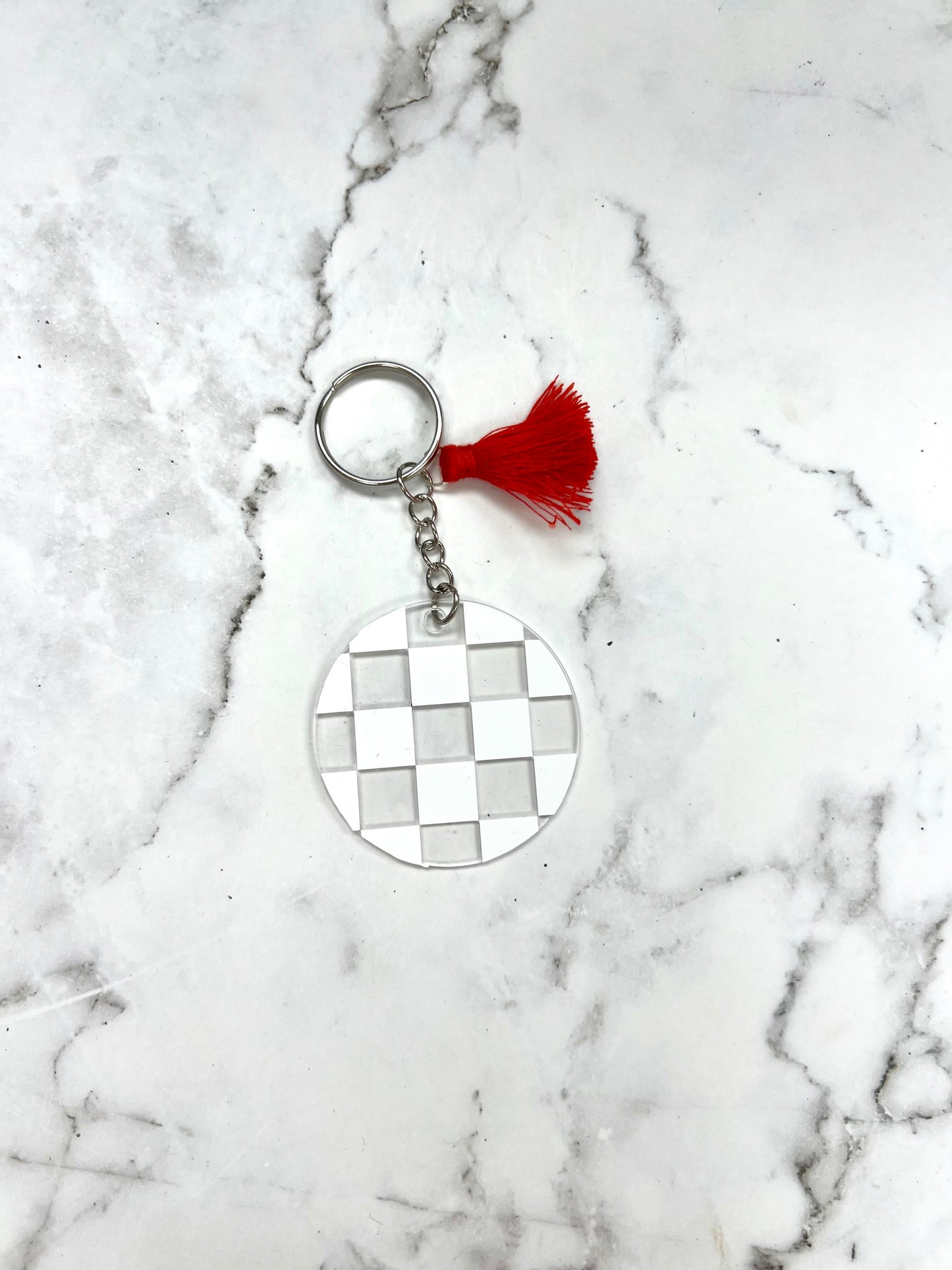 Checker round keychain