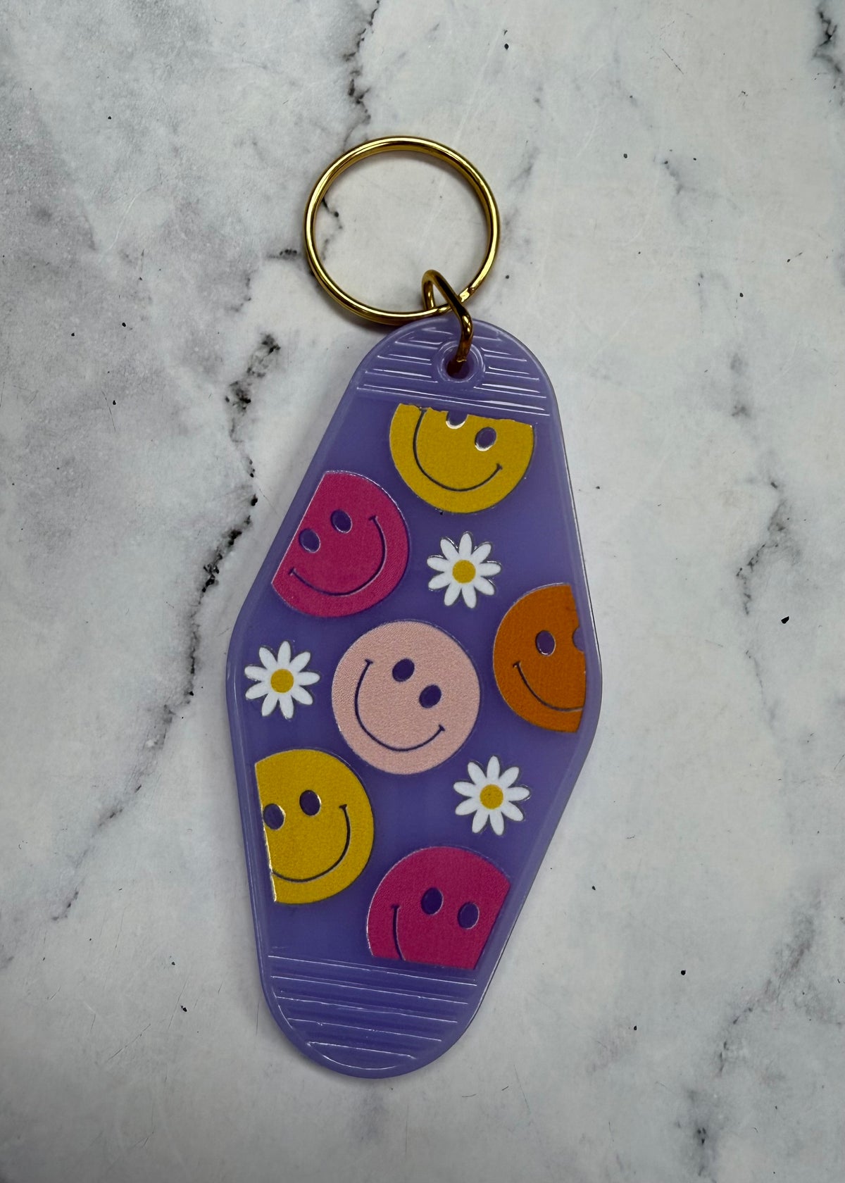 Smiles + Flowers motel style keychain