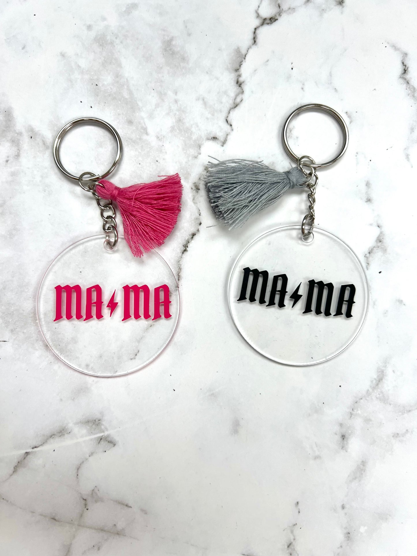 rockstar mama round keychain