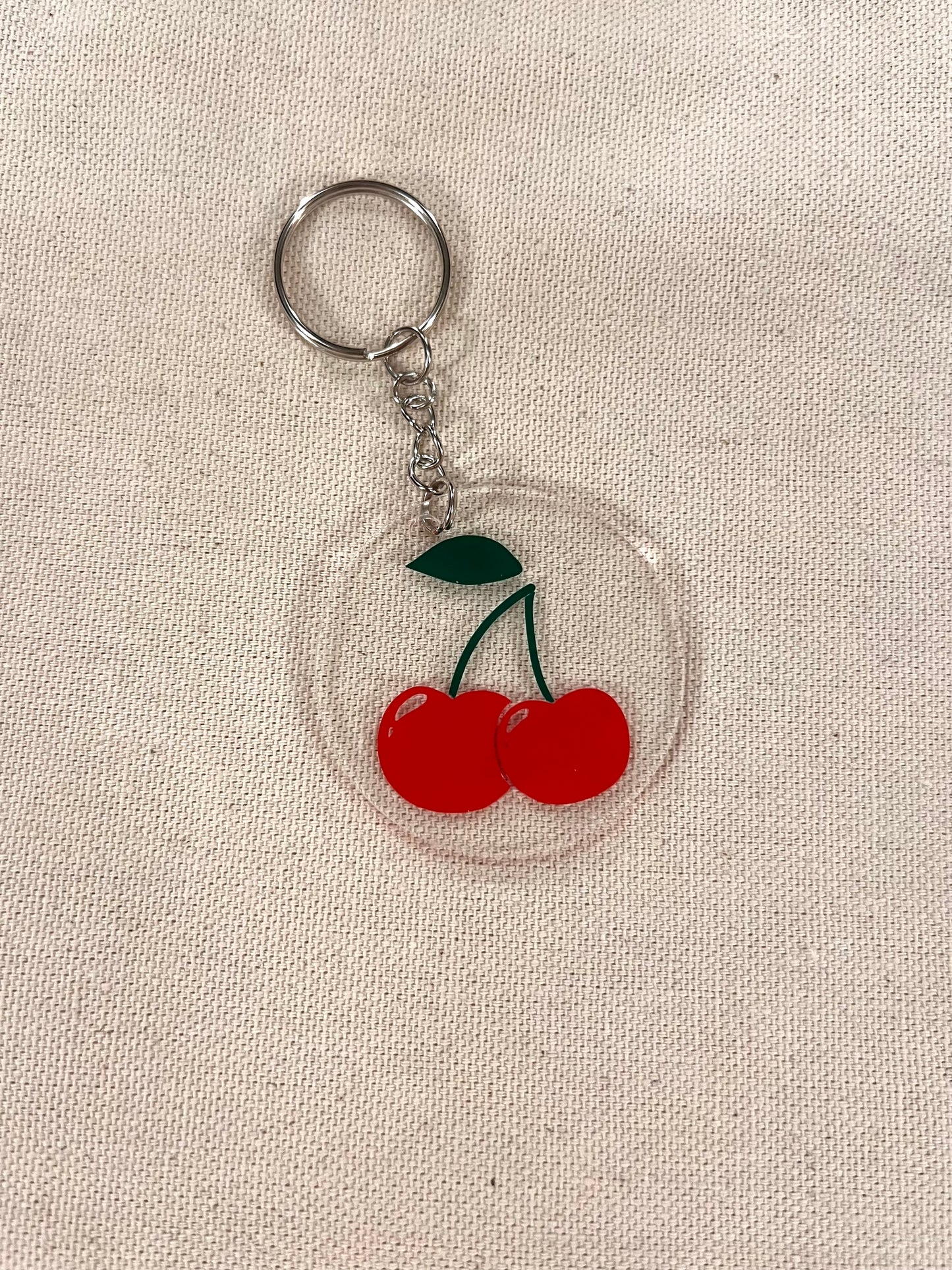 cherries round keychain