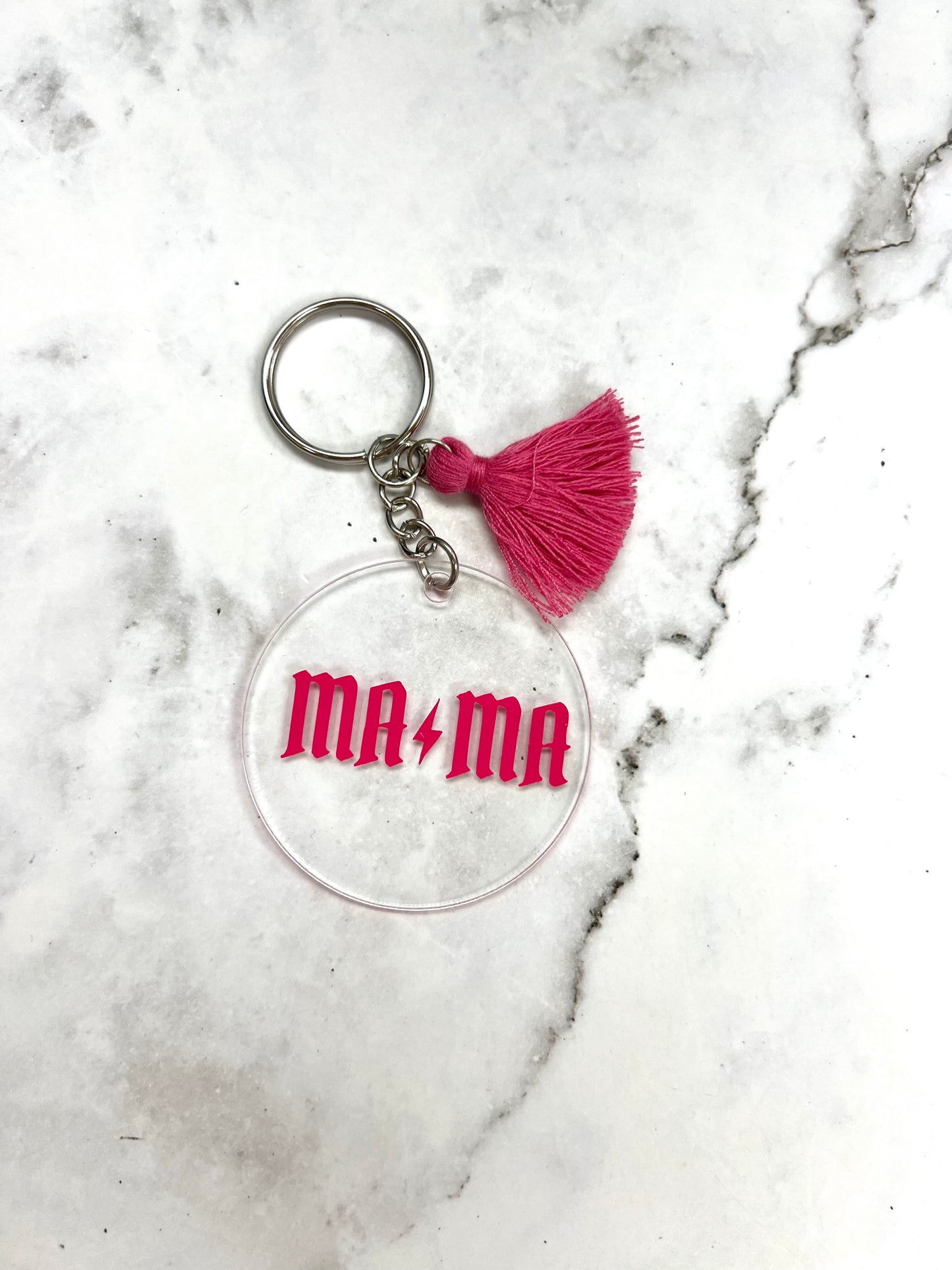rockstar mama round keychain