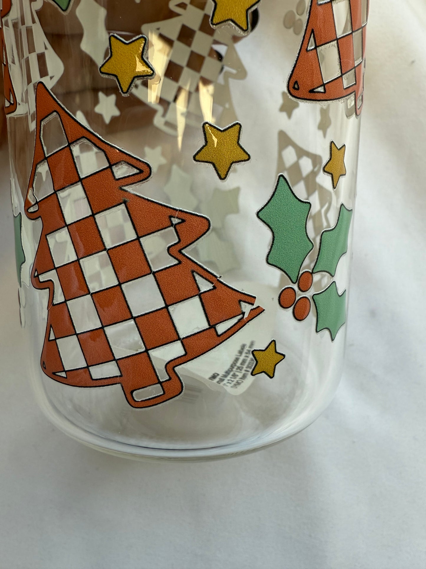 OOPS! checkered trees glass cup