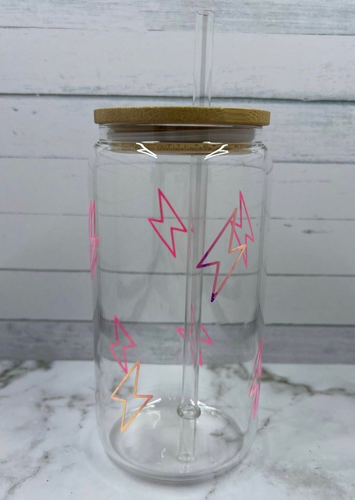 Bolt 16oz glass cup w/ lid