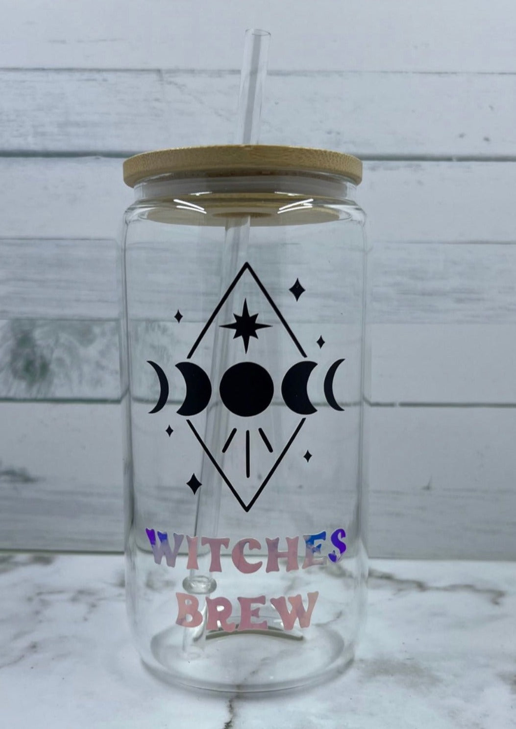 16oz Witches Brew glass cup w/ lid