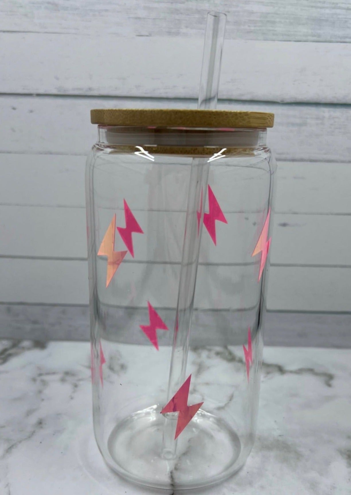 Bolt 16oz glass cup w/ lid