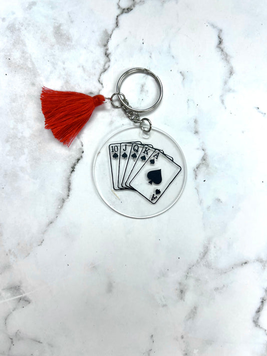 royal flush round keychain