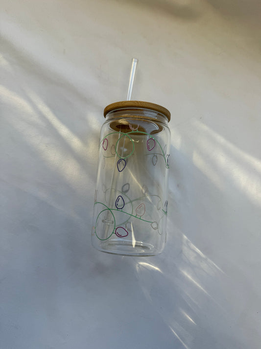 string of lights 12oz glass cup