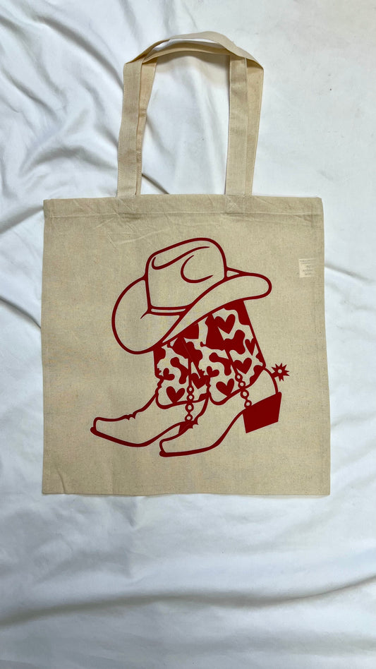 Boots and Hat canvas tote bag