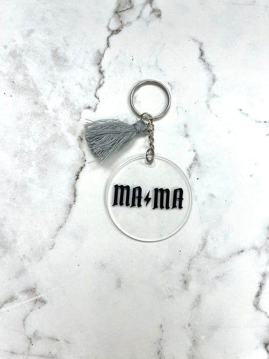 rockstar mama round keychain