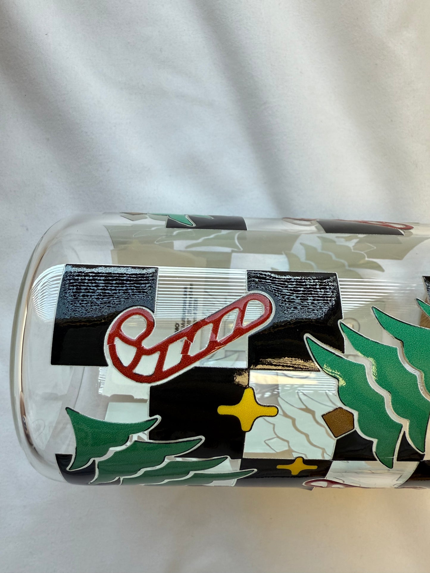 OOPS! trees + snowflakes glass cup