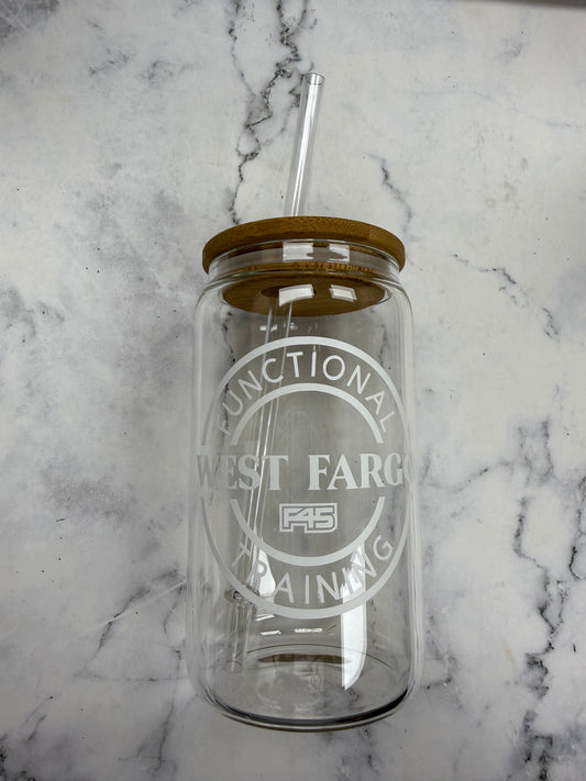 Functional Training West Fargo 12oz glass cup w/ lid