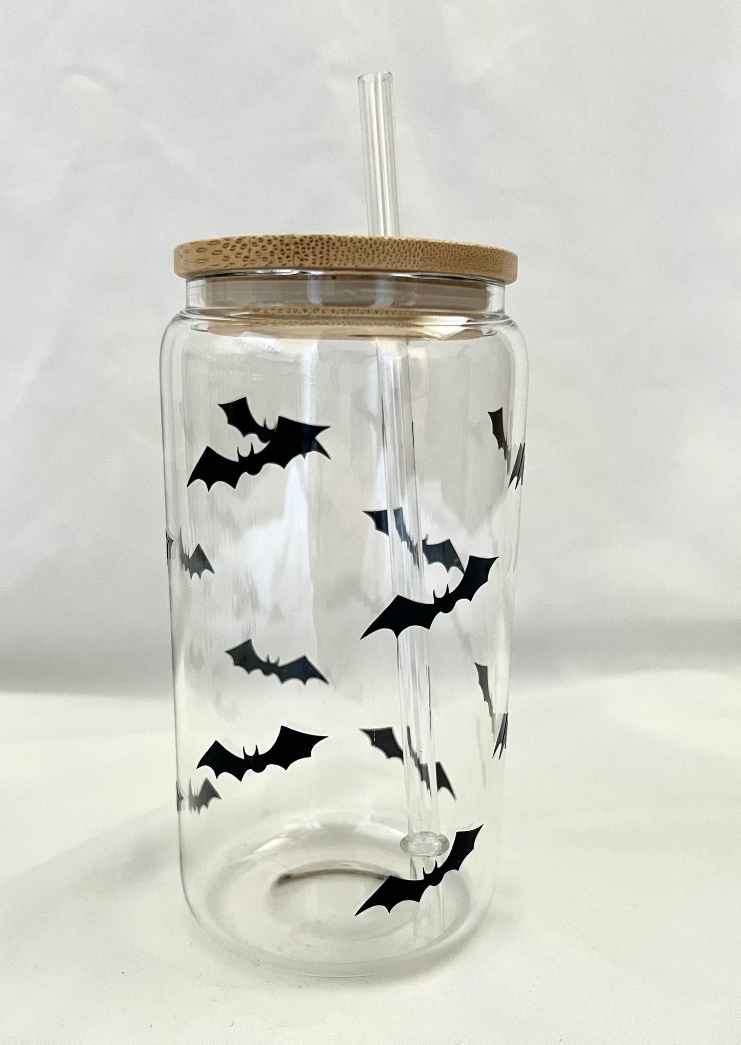 16oz Bats glass cup w/ lid