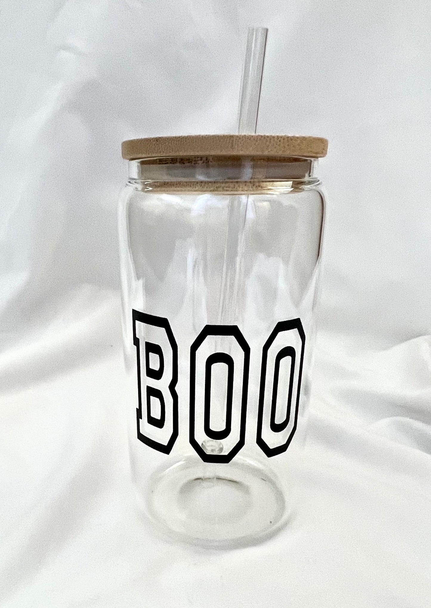 16oz BOO glass cup w/ lid