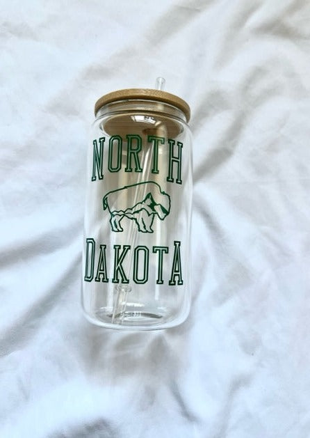 North Dakota glass cup w/ lid