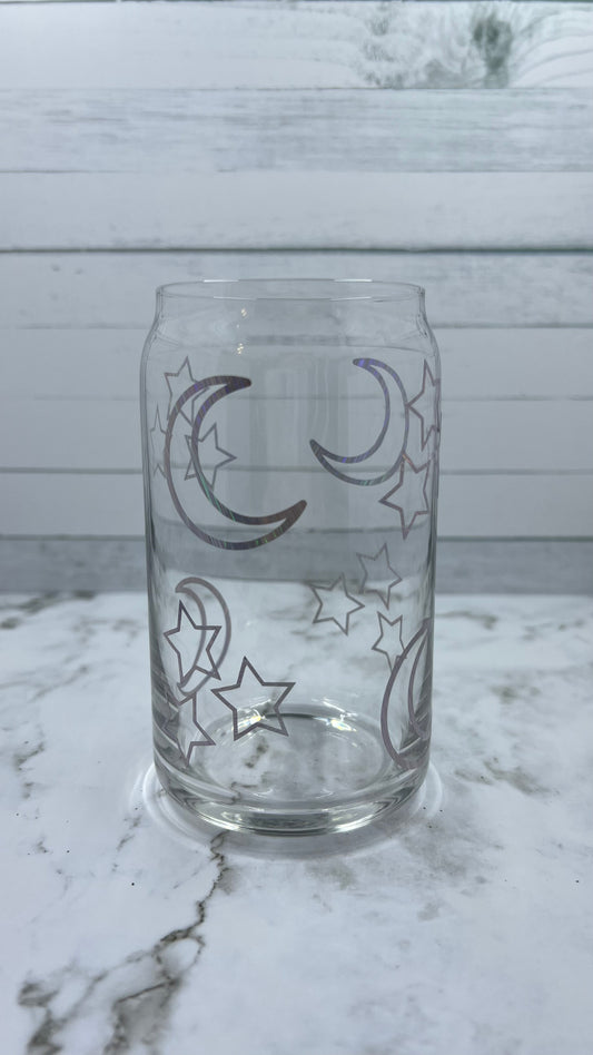 Moon + Stars glass cup