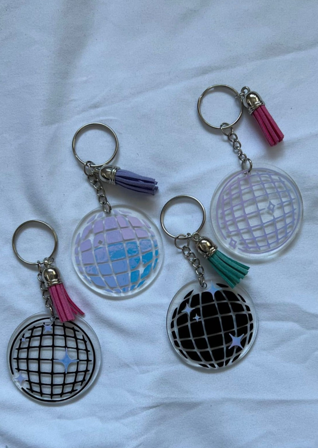 Disco Ball round keychain