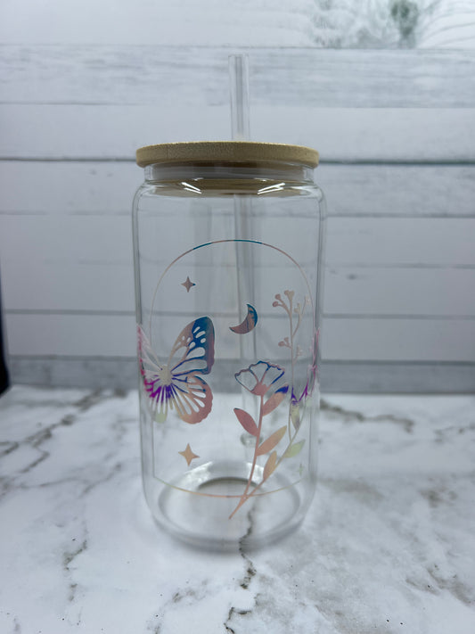 16oz Mystical glass cup w/ lid