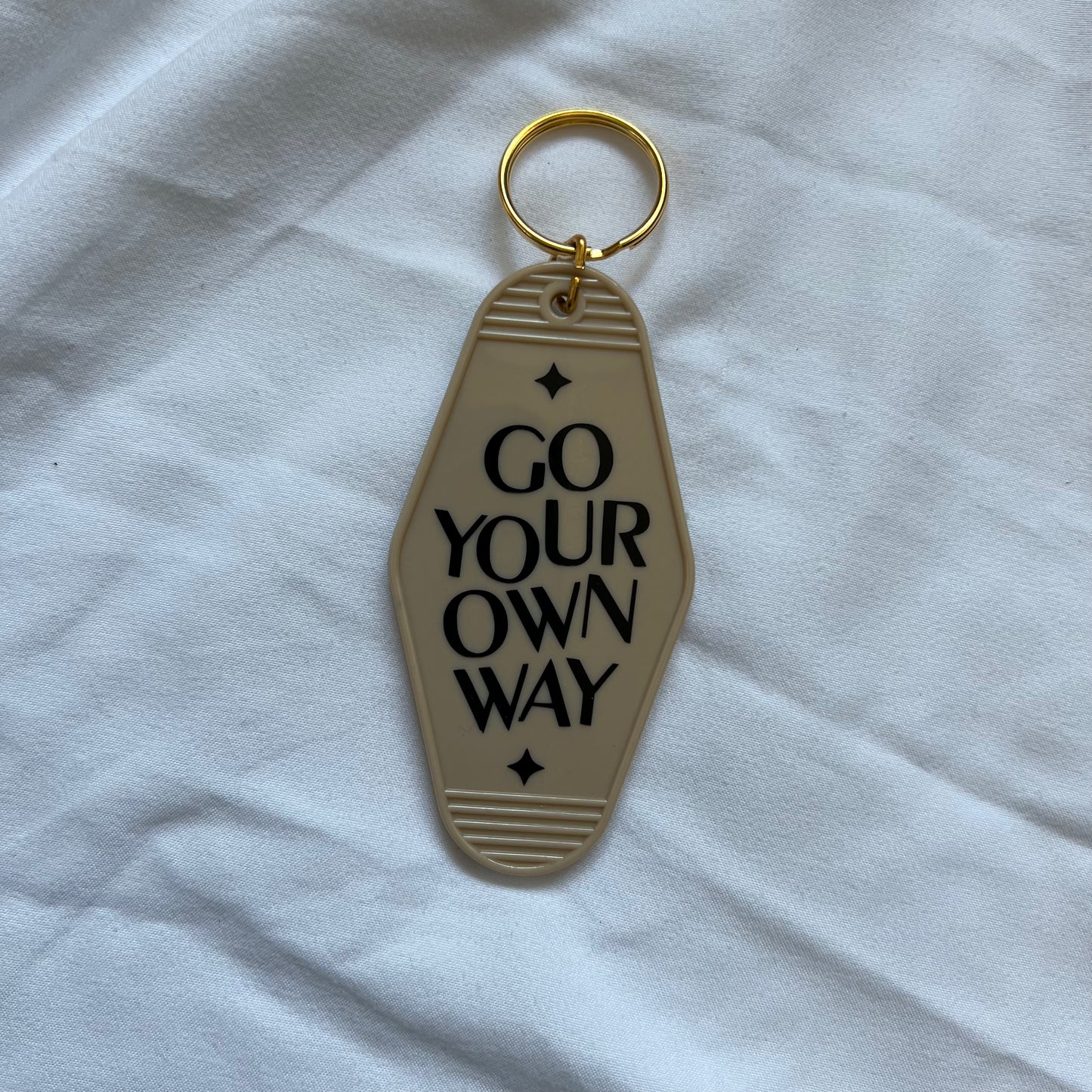 Go Your Own Way motel style keychain