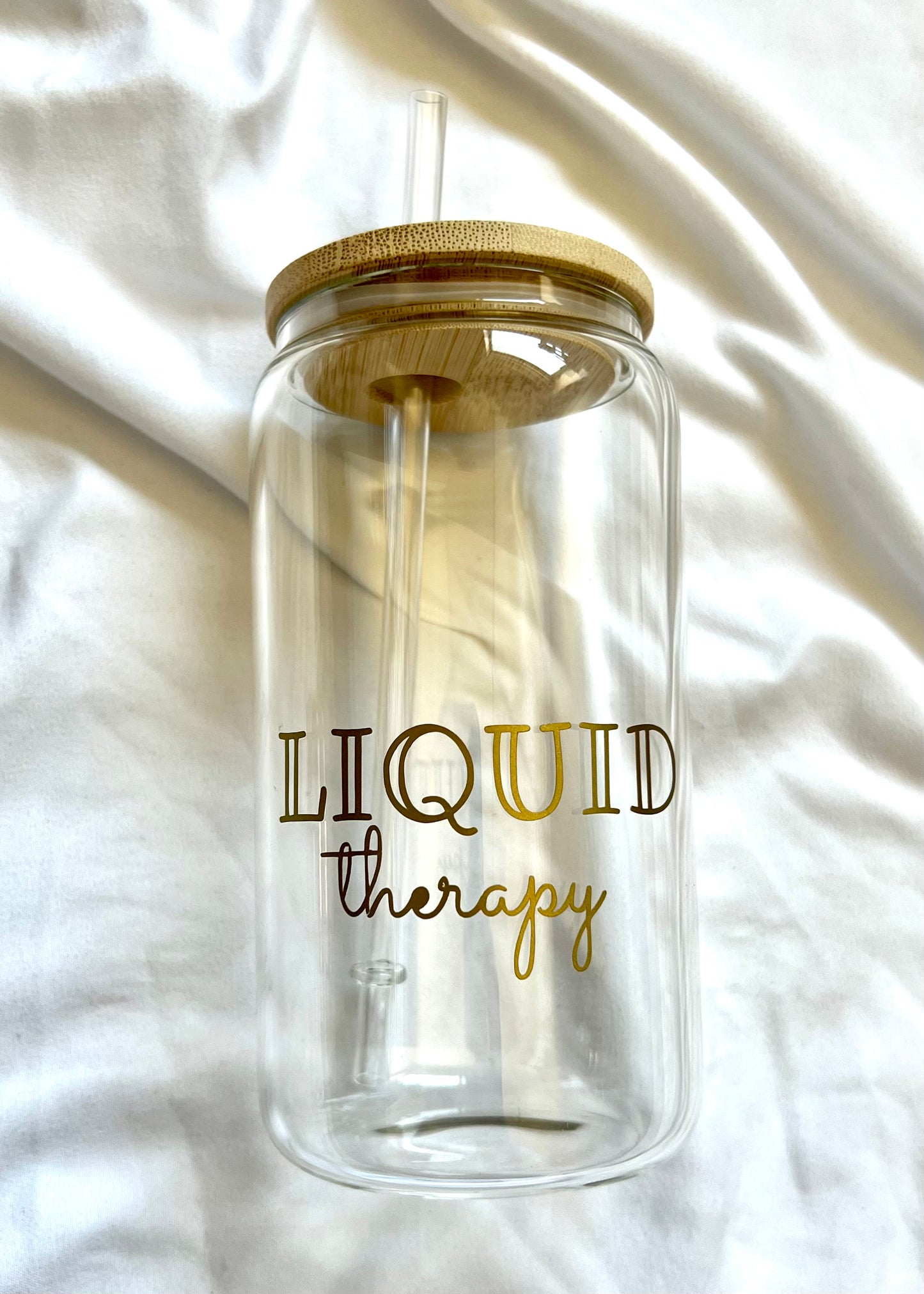 16oz Liquid Therapy glass cup w/ lid