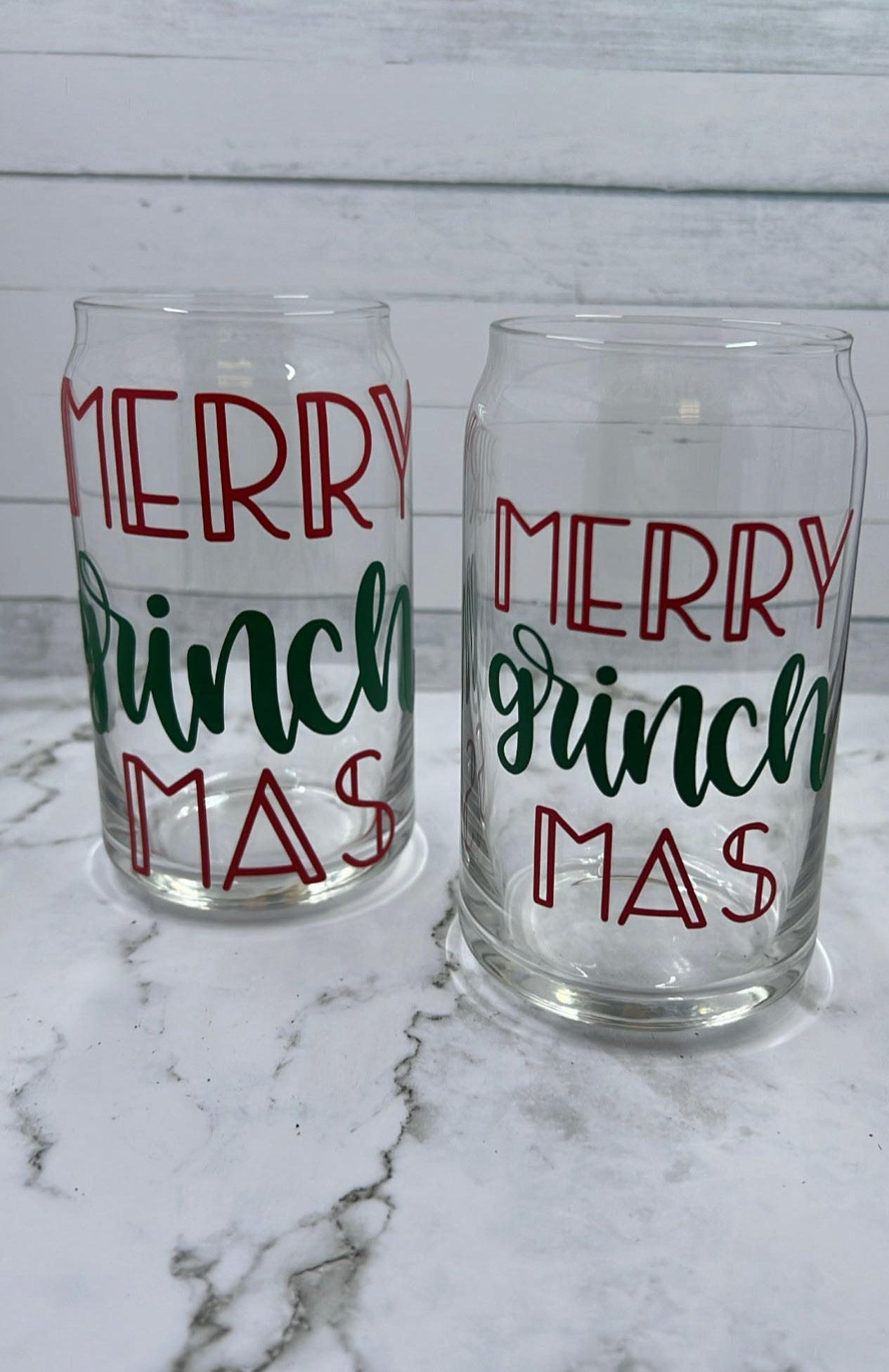 Merry Grinchmas glass cup