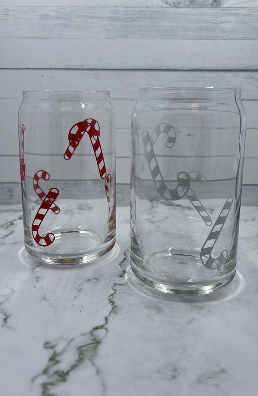 Candy Cane glass cup