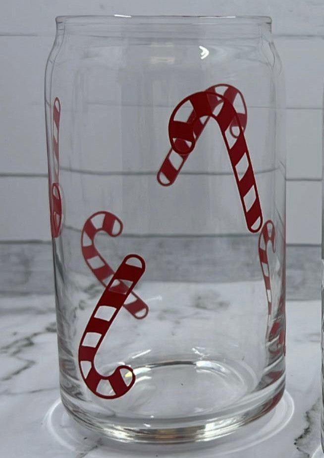 Candy Cane glass cup