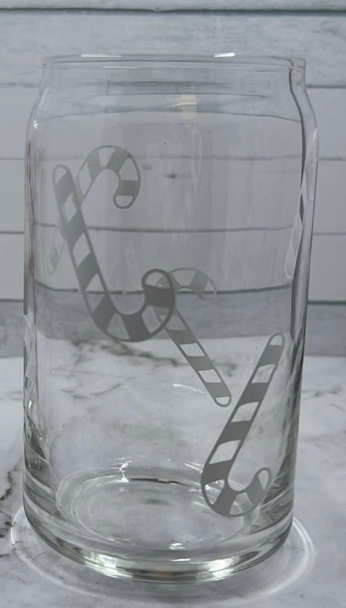 Candy Cane glass cup