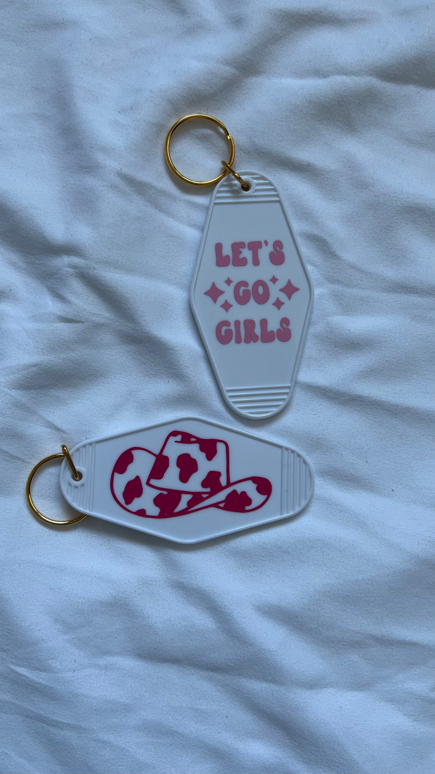 Let's Go Girls motel style keychain