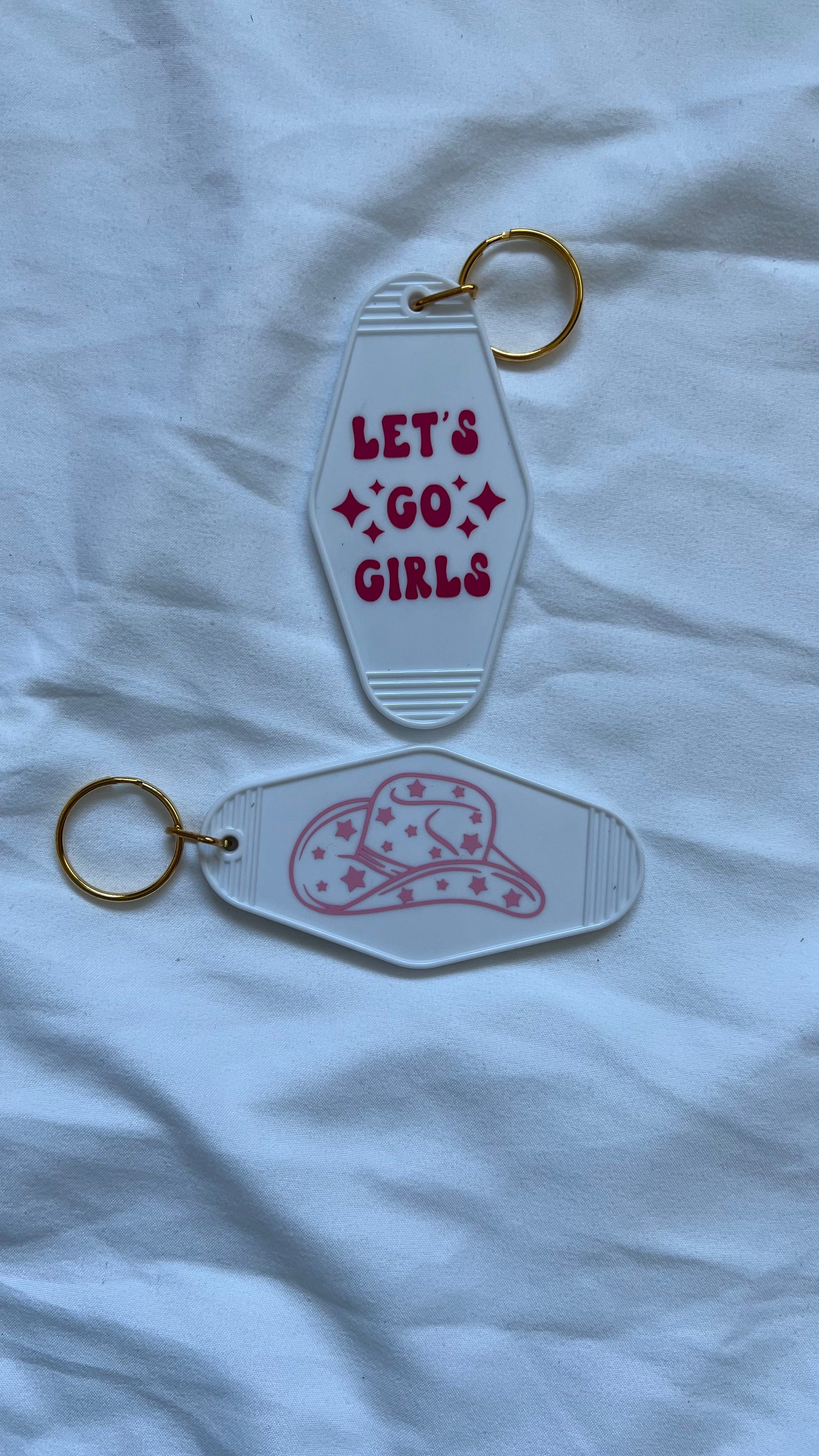 Let's Go Girls motel style keychain