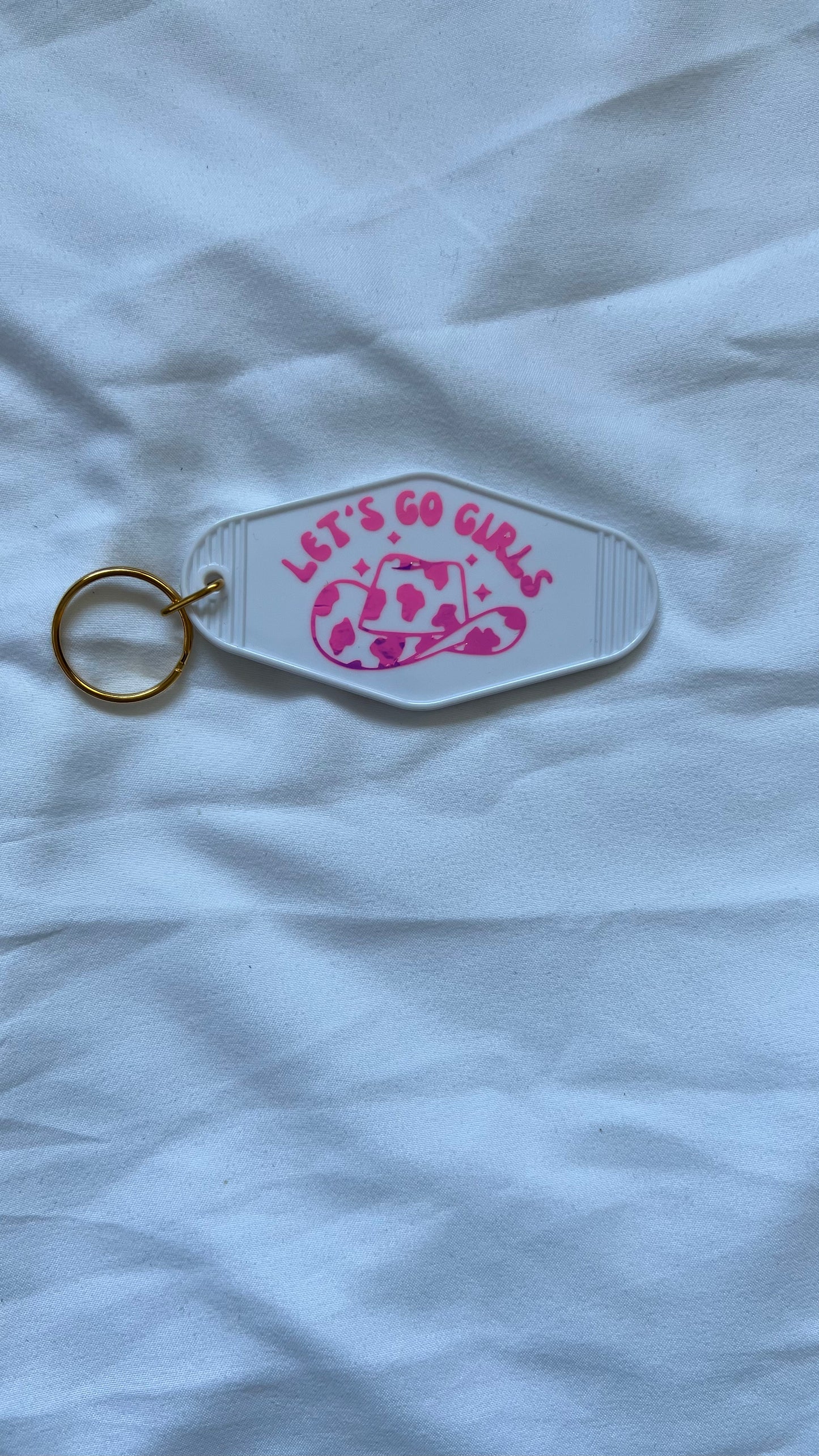 Let's Go Girls motel style keychain