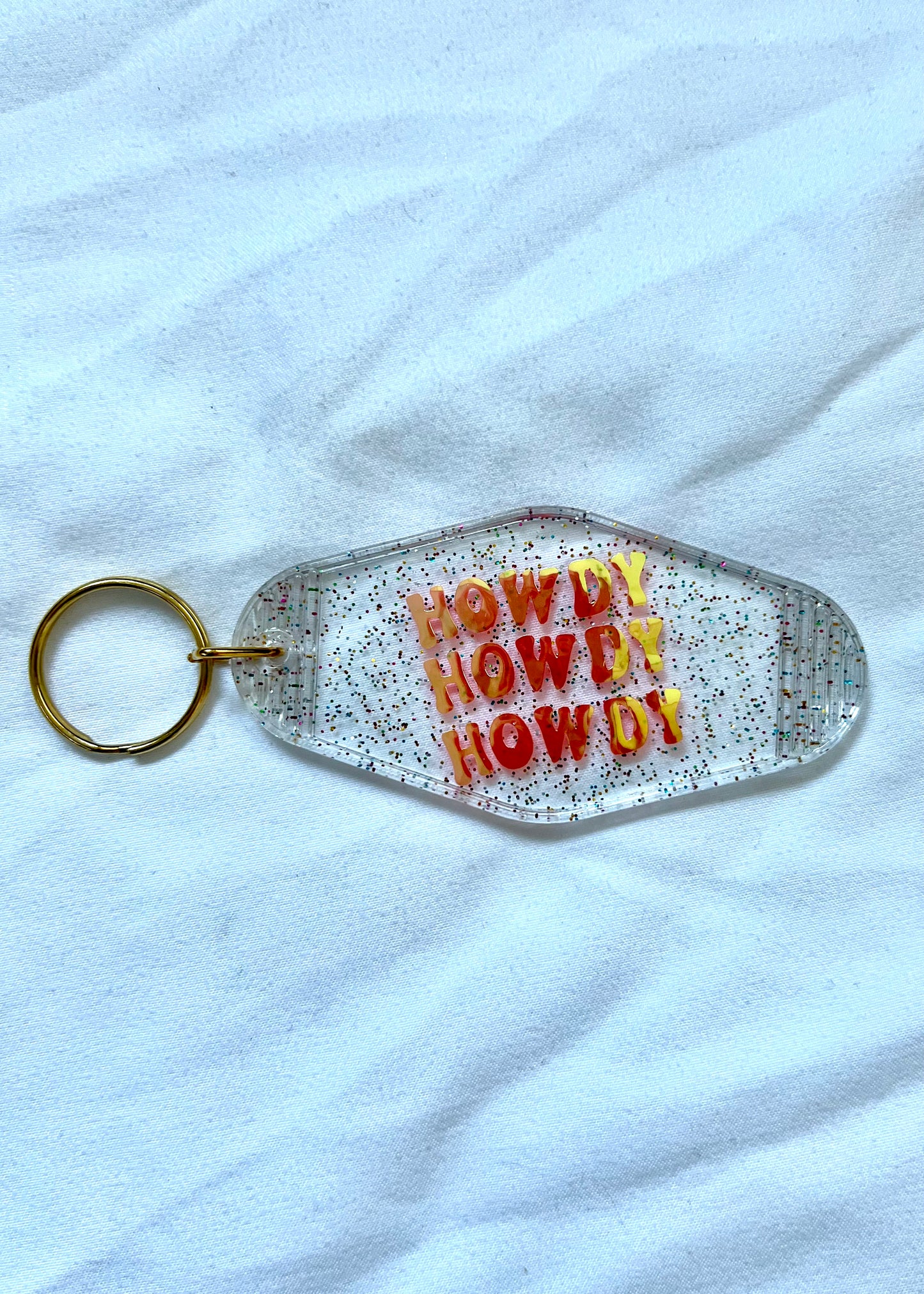 Howdy motel style keychain