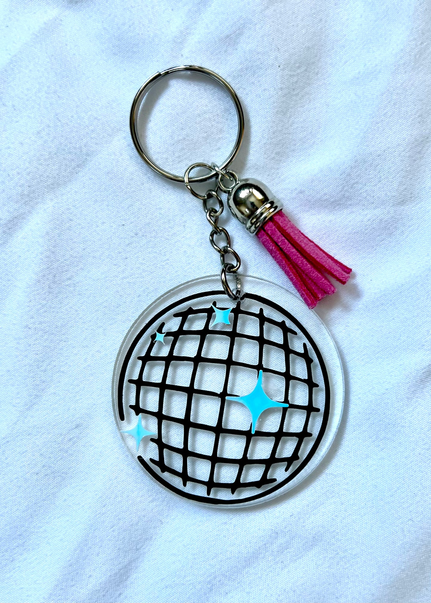 Disco Ball round keychain