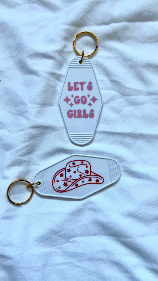 Let's Go Girls motel style keychain