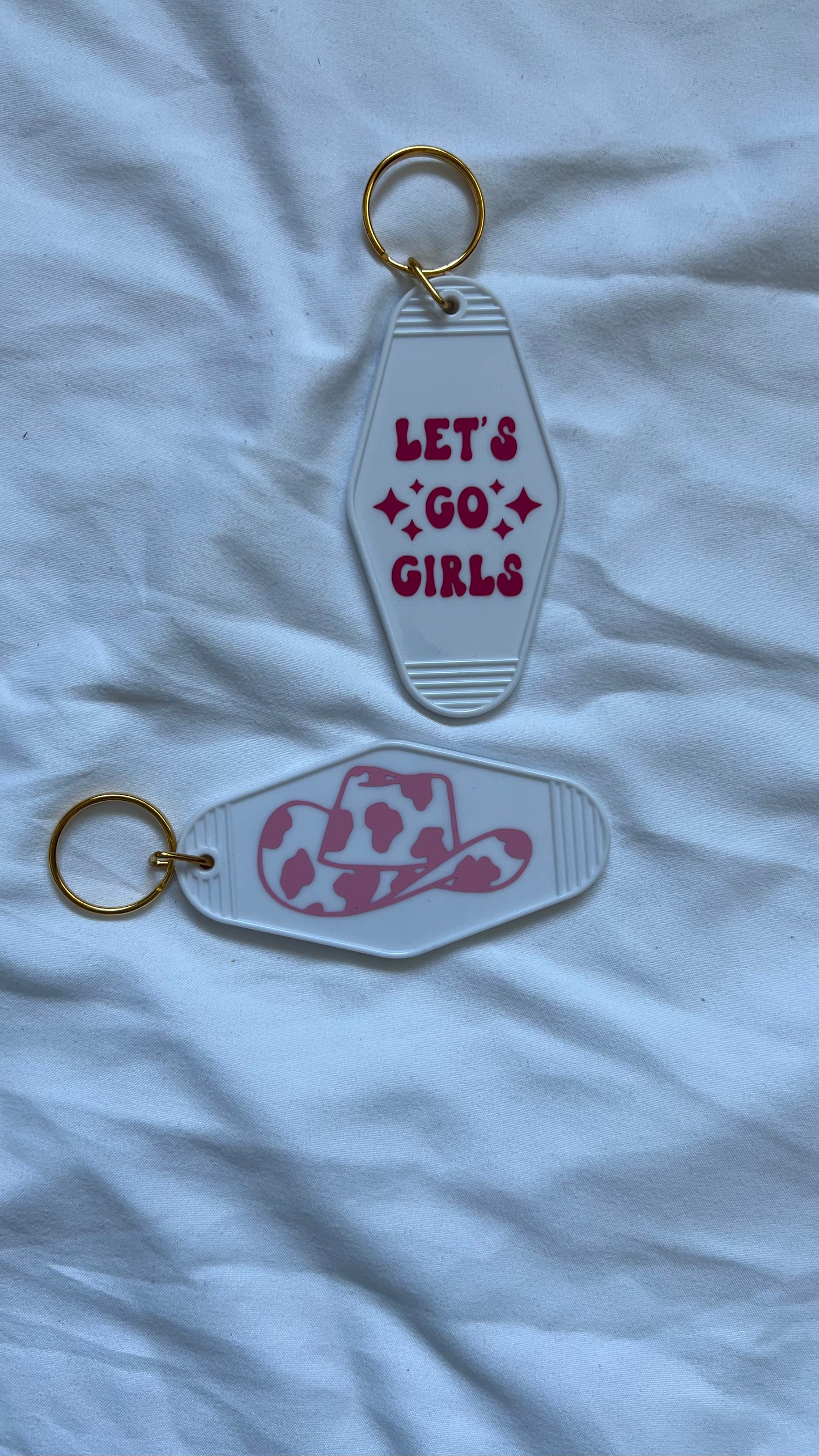 Let's Go Girls motel style keychain