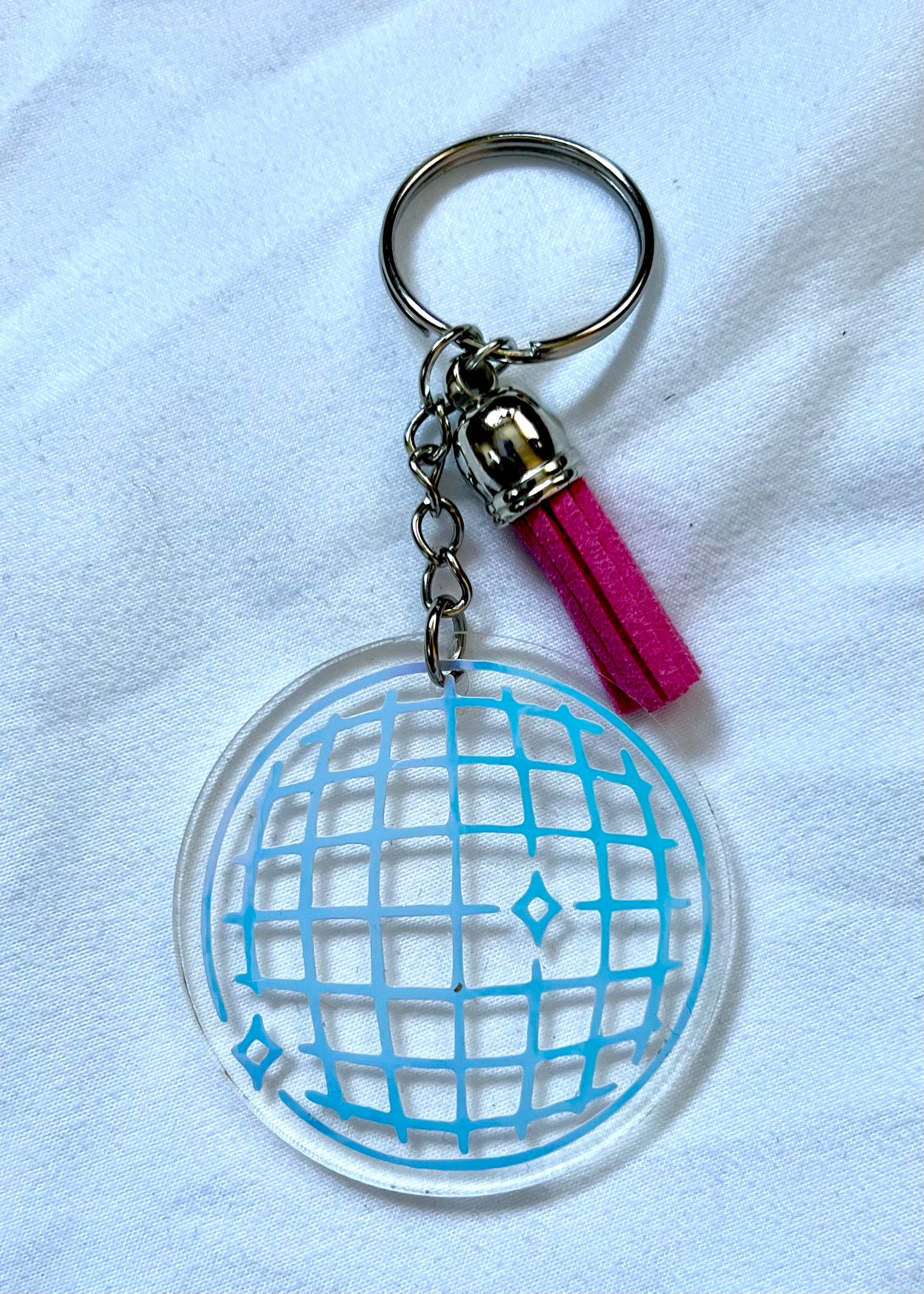 Disco Ball round keychain