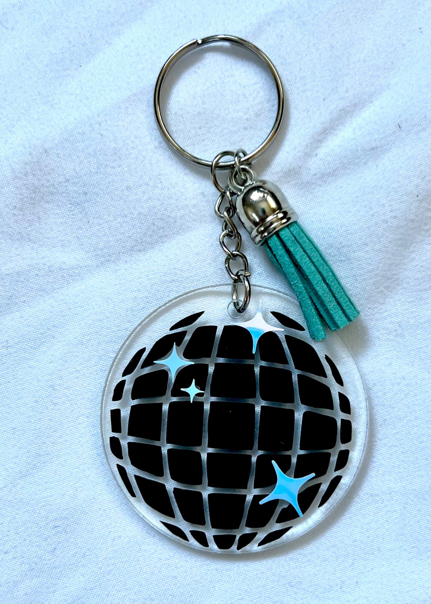 Disco Ball round keychain